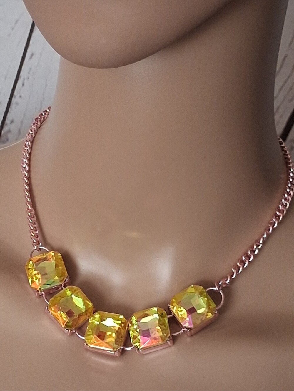 Paparazzi Yellow Crystal Statement Necklace - Women's Jewelry